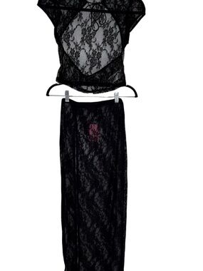 EDIKTED Sheer Black Lace Top & Skirt